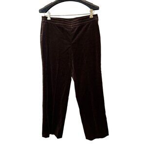 Sutton Studio Velvet Pants Brown Strait Cut Cotton Spandex Size 8P